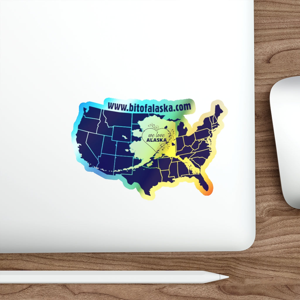 Holographic "We love Alaska" Sticker