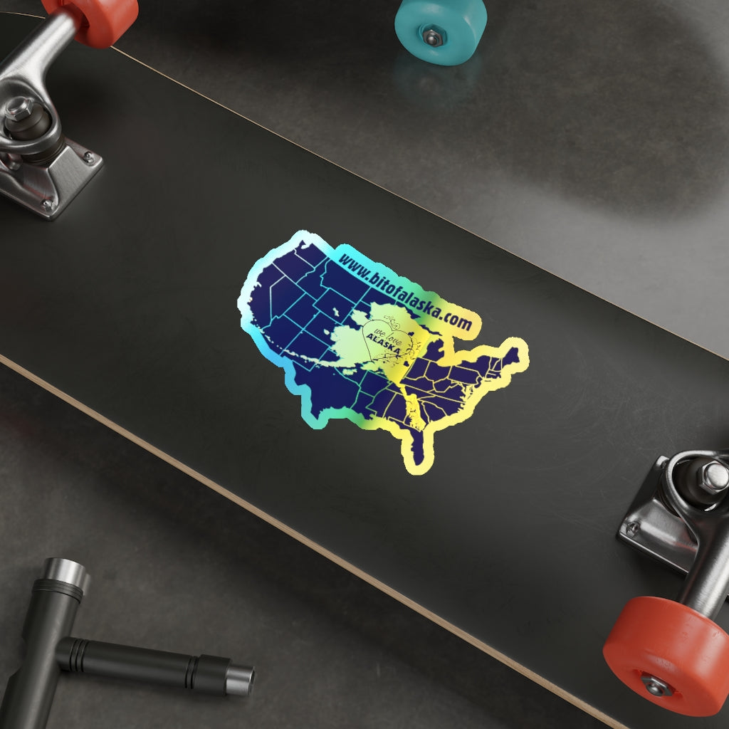 Holographic "We love Alaska" Sticker