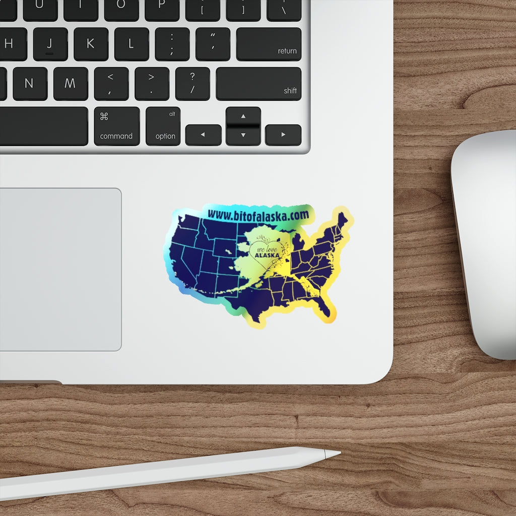 Holographic "We love Alaska" Sticker